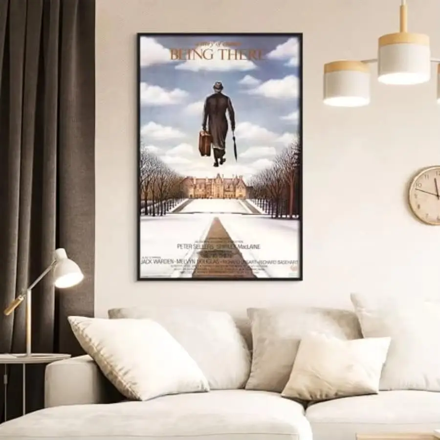 aesthetic living room wall decor with 24x36 poster frame and neutral sofa setup